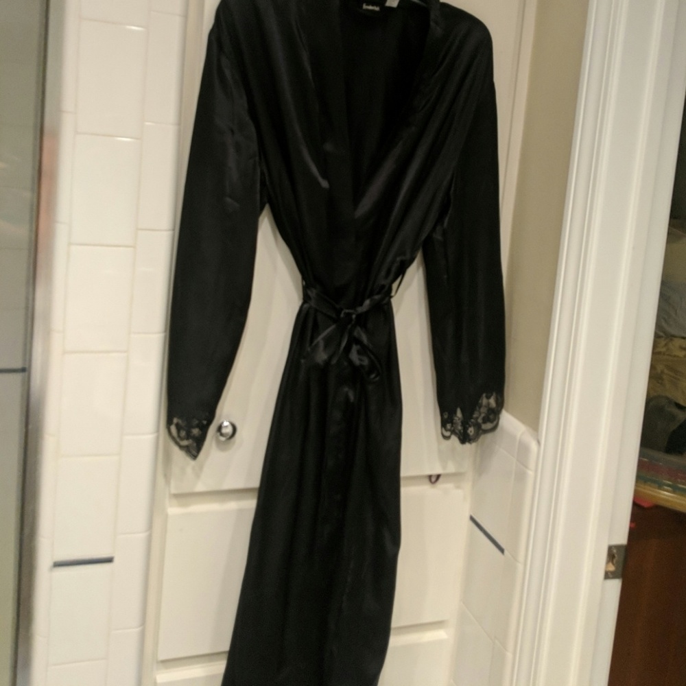 Black Fredrick's of Hollywood floor-length robe